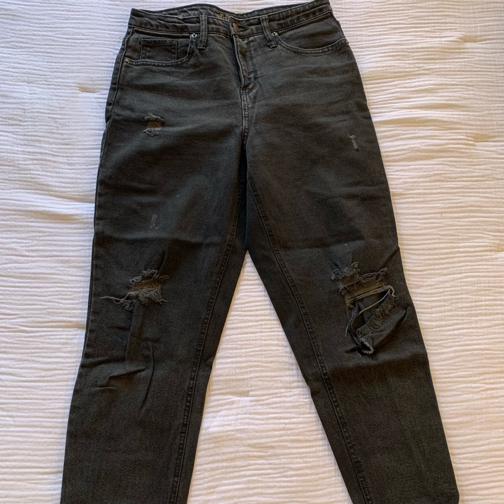 High Waisted Destroyed Mom Jeans